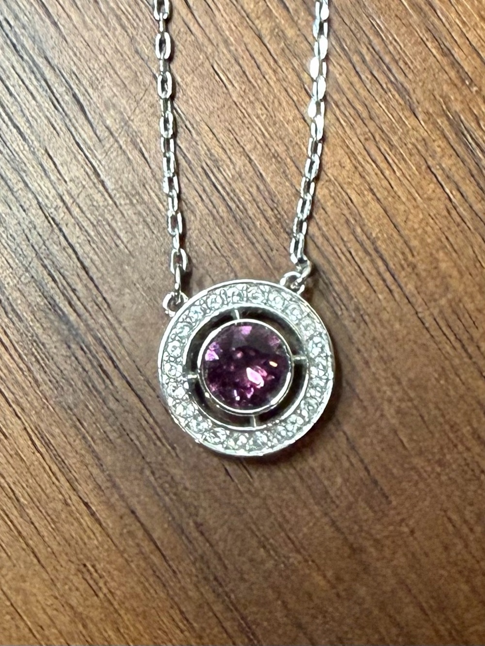 Swarovski Sparkling Dance Necklace Purple Crystal Rhodium Plated Round
